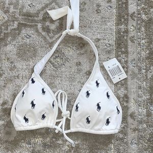 Ralph Lauren White Pony Triangle Swim Top